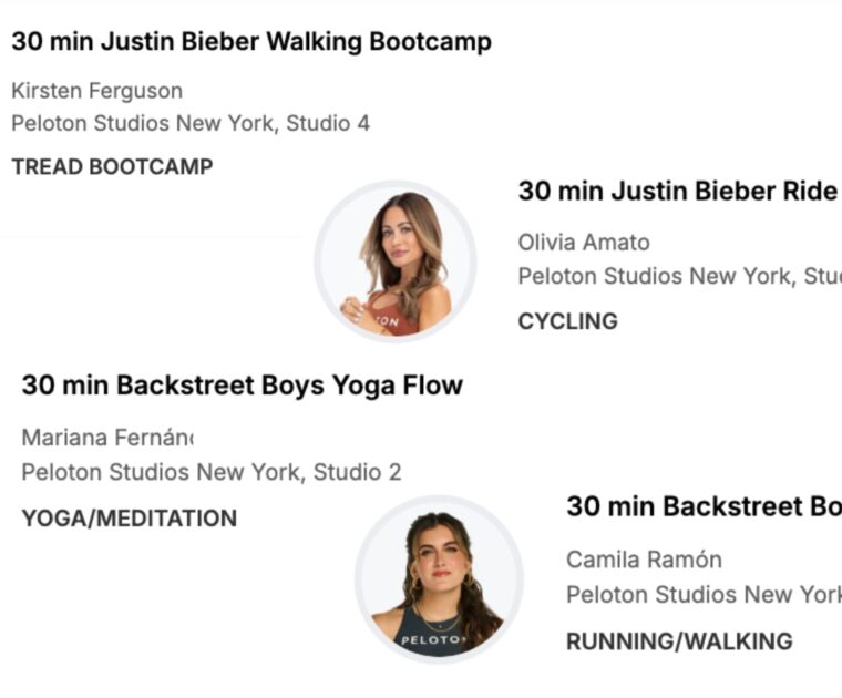 Peloton’s April 2026 artist series classes will feature Justin Bieber and Backstreet Boys