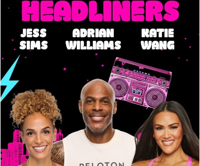 Faces of Fitness Festival graphic announcing Peloton instructor headlines. Image credit Faces of Fitness.