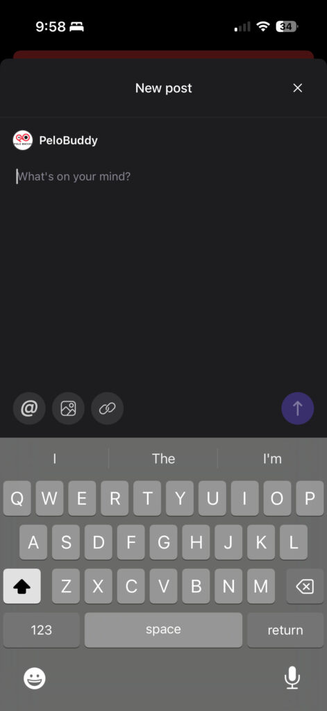 Teams feature in Peloton app now showing icon to add photo.