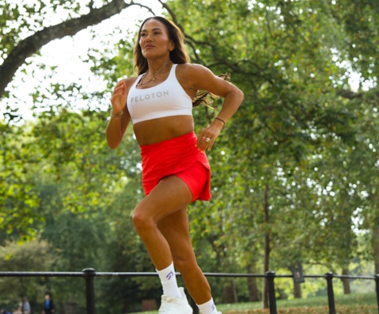 Instructor Susie Chan running outside. Image credit Peloton.