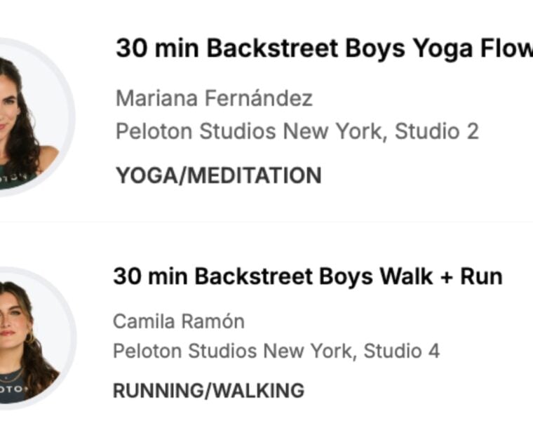 The originally planned Backstreet Boys Peloton classes that would have had members in them.