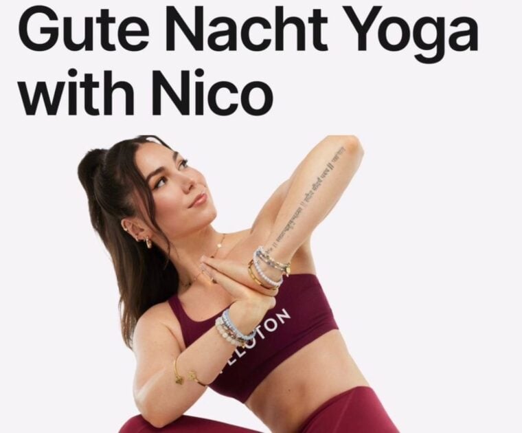 Gute Nacht Yoga with Nico Sarani in Peloton on-demand library.