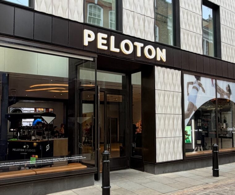 The outside of Peloton Studios in London.