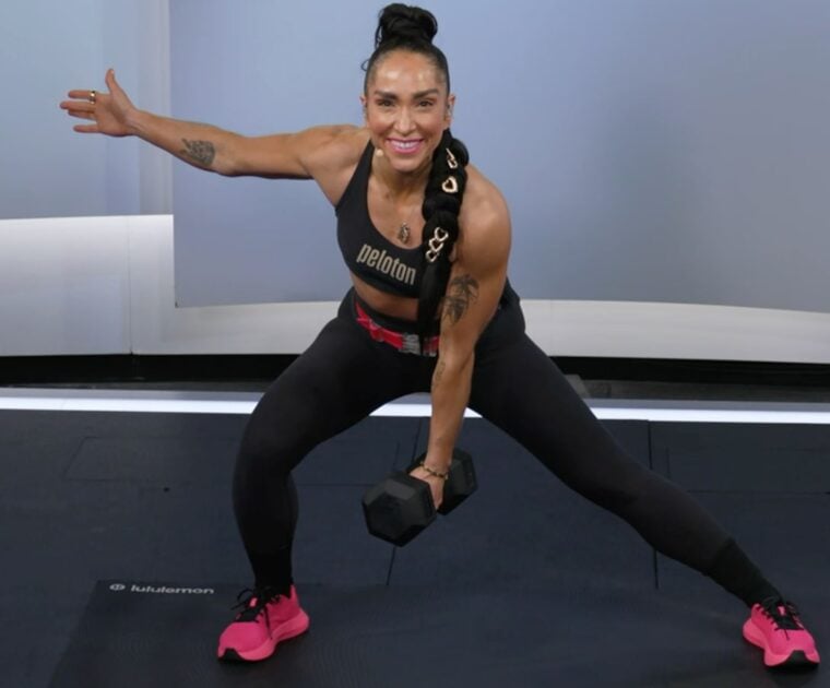 Robin Arzon from the thumbnail of one Peloton classes in her unofficial split strength program.