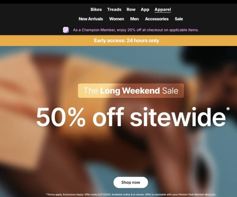 Memorial Day sale on Peloton Apparel