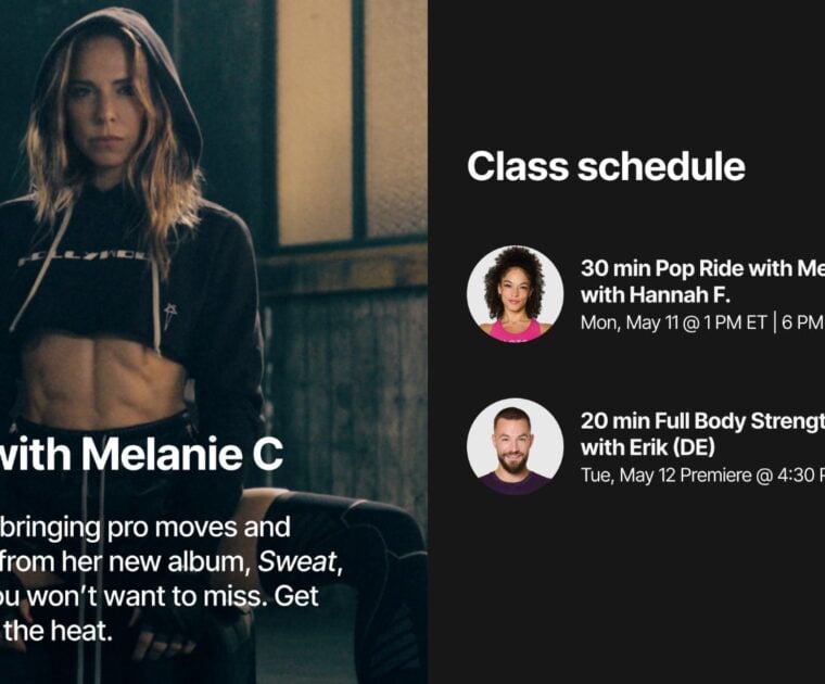 Melanie C artist series on Peloton.