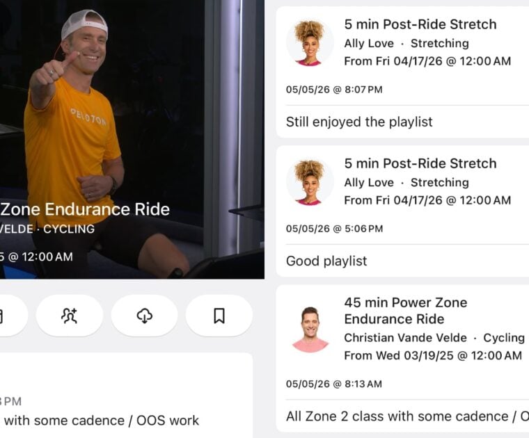 The new Peloton "Note to Self" feature