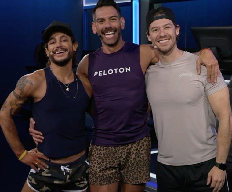 Frankie Grande, Matty Maggiacomo, and Constantine Rousouli in the Peloton Titanique Walk & Talk class