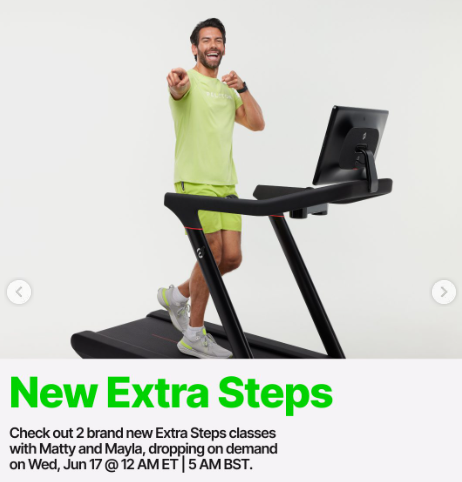 Two new Extra Steps classes will drop on demand this week. Image credit Peloton social media.