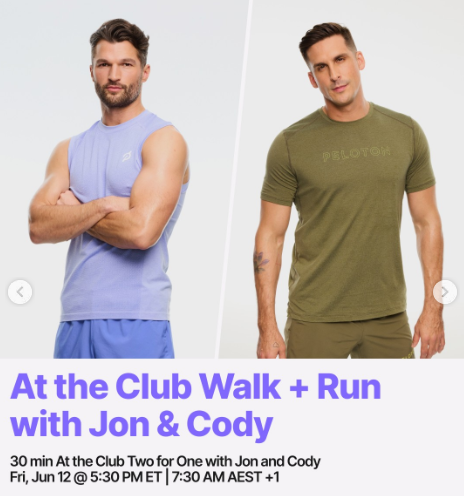 Jon will have a live At the Club from New York this week with Cody. Image credit Peloton social media.