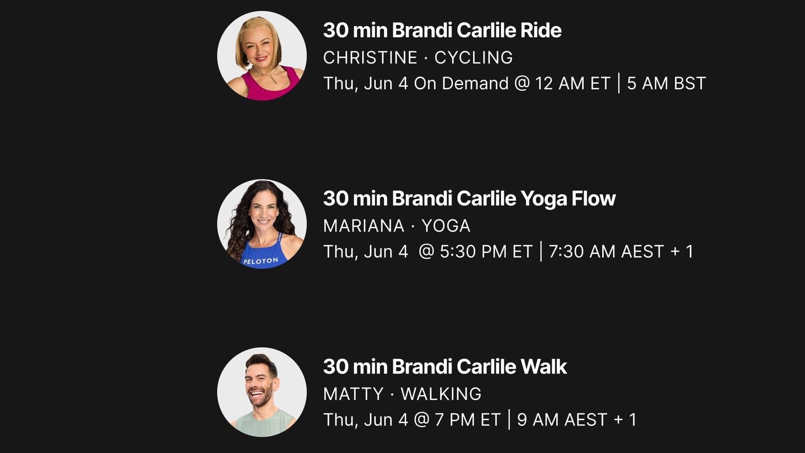 Peloton's Brandi Carlile artist series classes.