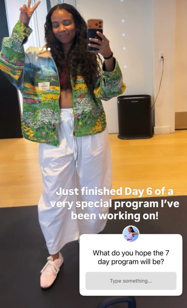 Chelsea Jackson Roberts teases a new one-week program on her Instagram story.