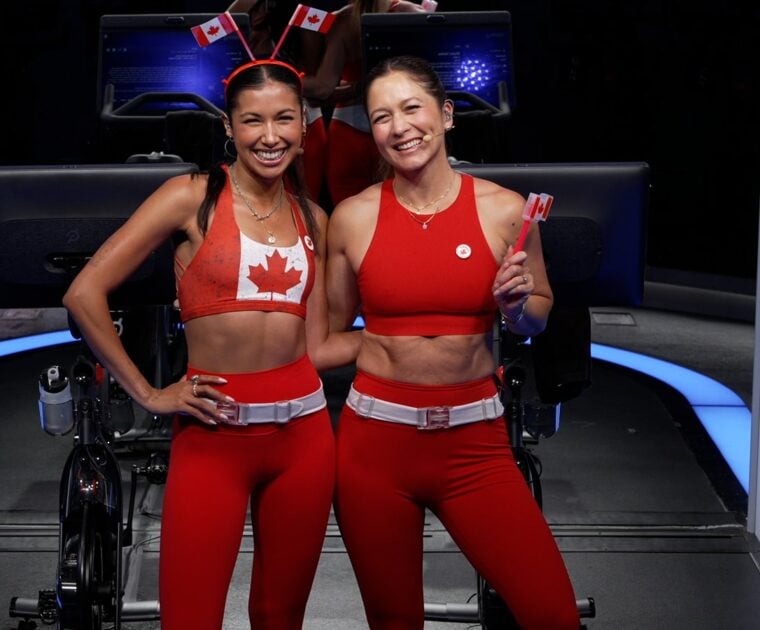 Greta Dopp & Emma Lovewell teaching a Canada Day cycling class
