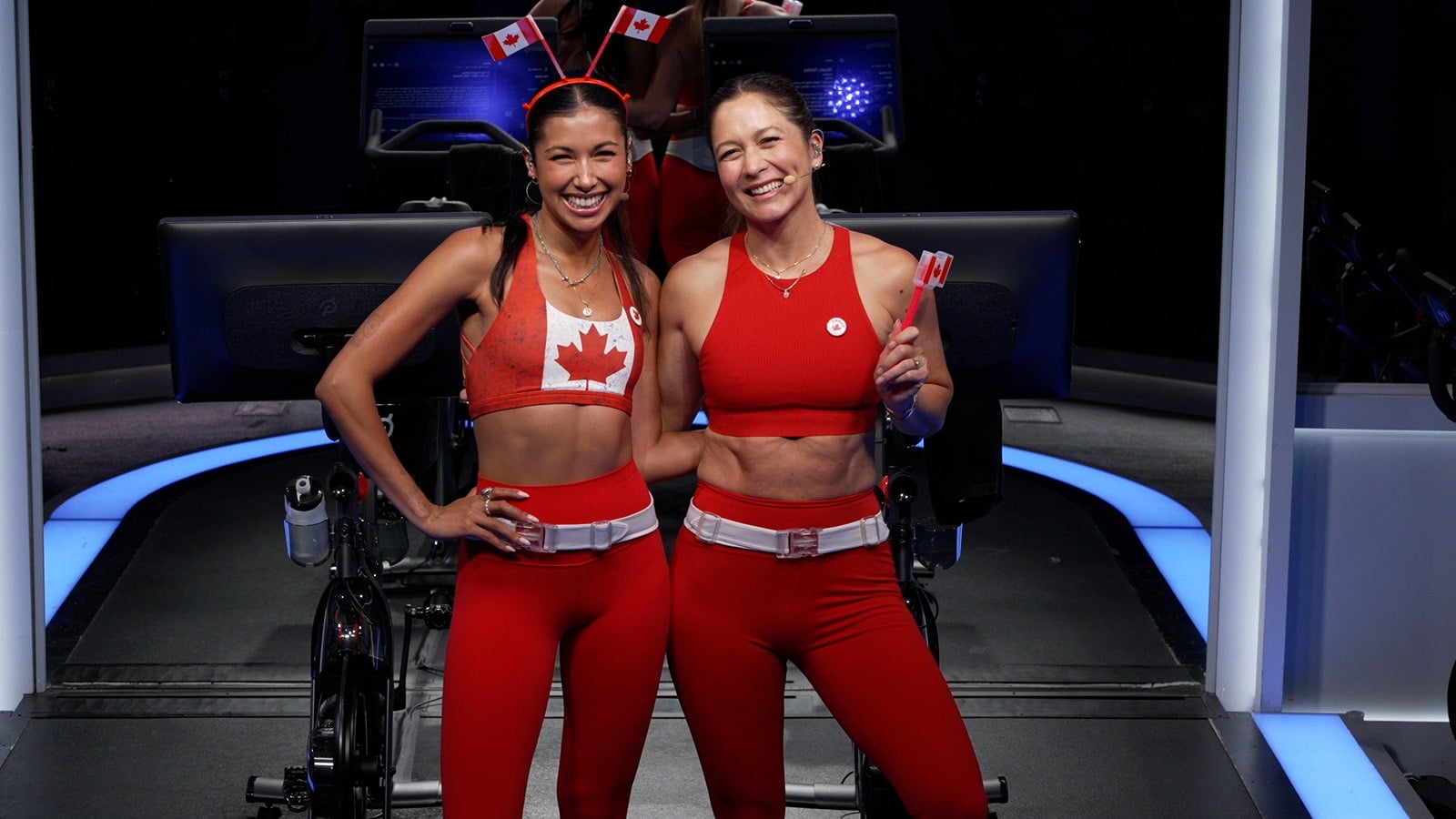 Greta Dopp & Emma Lovewell teaching a Canada Day cycling class