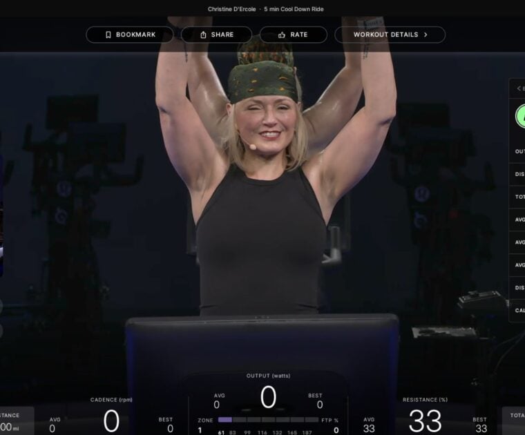 New "Continue Your Stack" panel on the left side of the screen of a completed Peloton class.