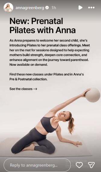 Anna Greenberg has five new prenatal Pilates classes on demand