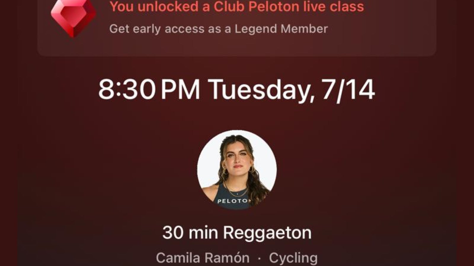 Club Peloton live class with Camila Ramon