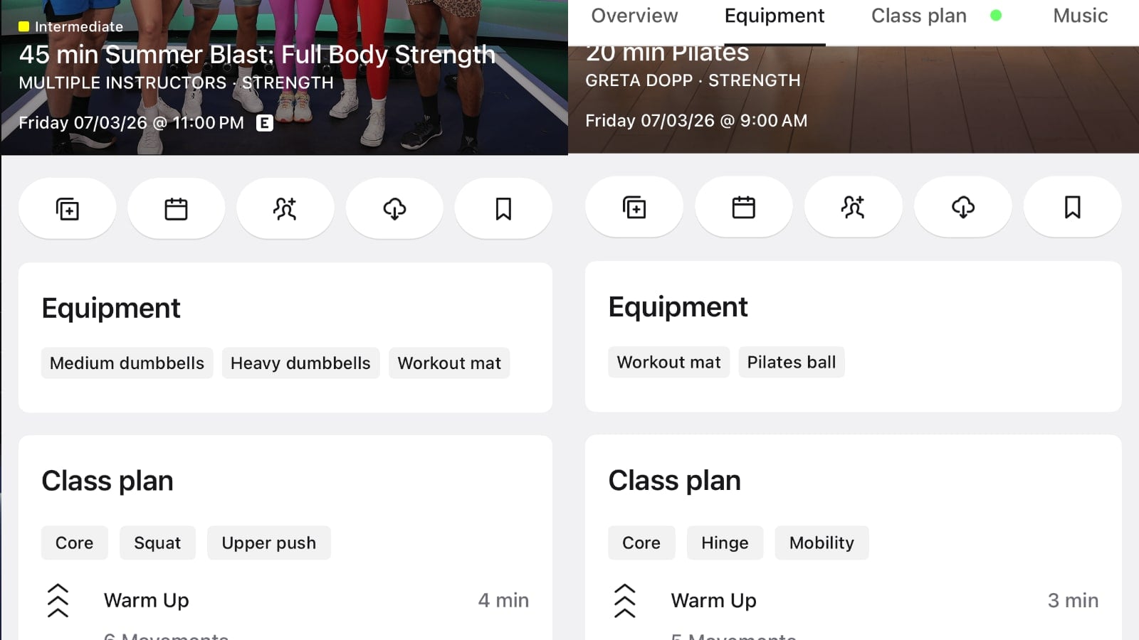 The new focus area for strength classes in the Peloton app
