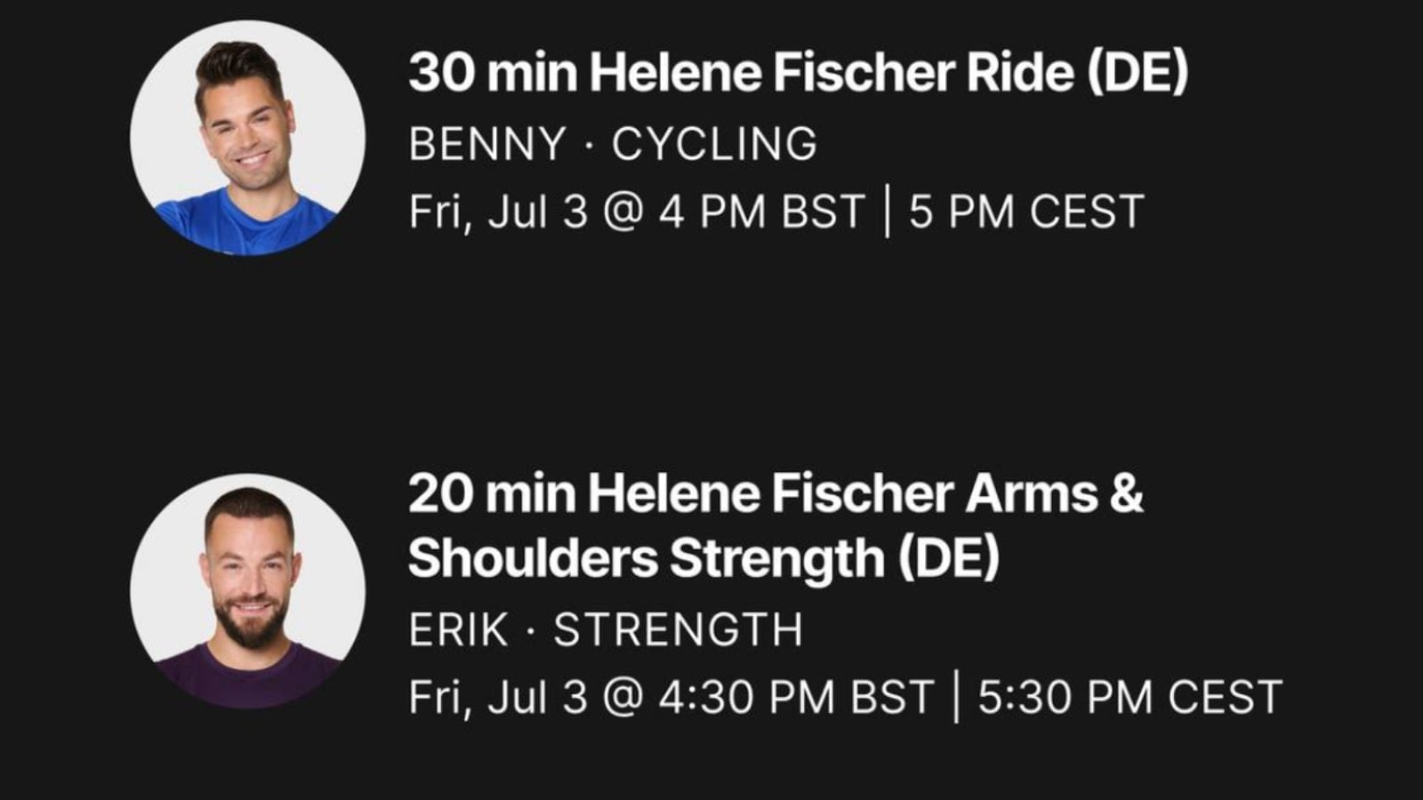 Peloton's Helene Fischer artist series classes