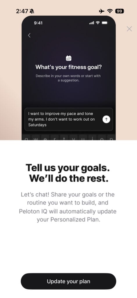 Splash screen advertising the new feature.