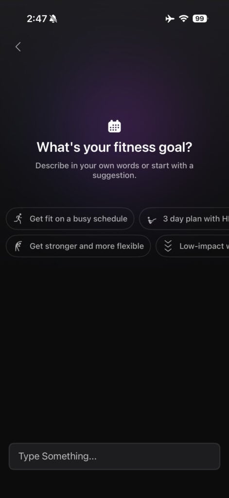 The new flow asks you to describe your goal in your own words, or start from a suggestion.