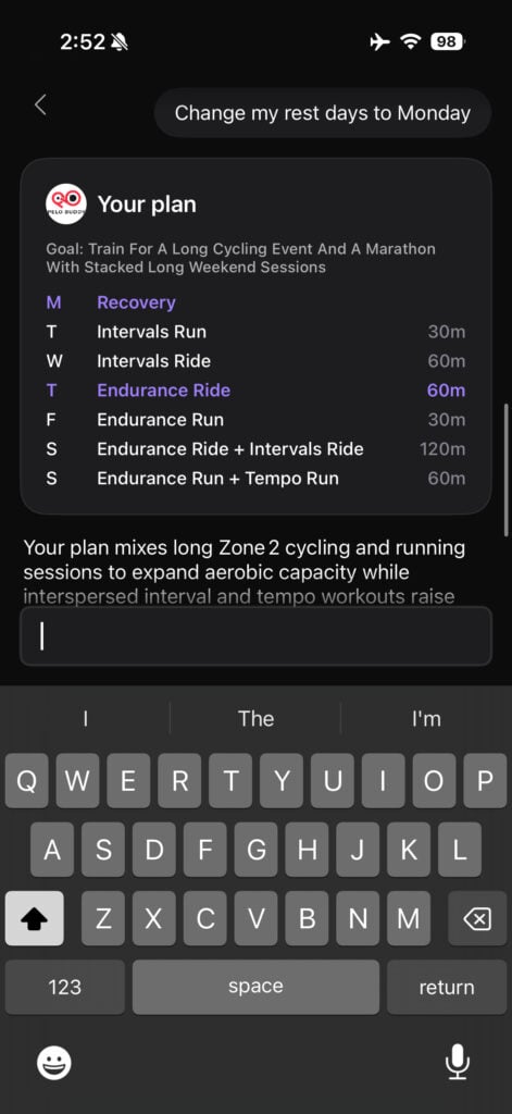 Asking for a change in plain language, with the updated days highlighted