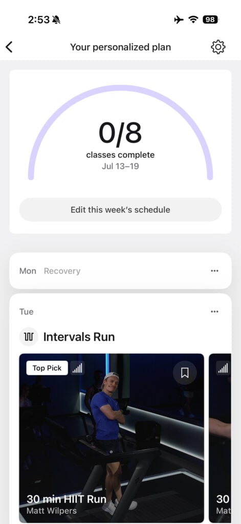 The finished plan, as it appears in the app.