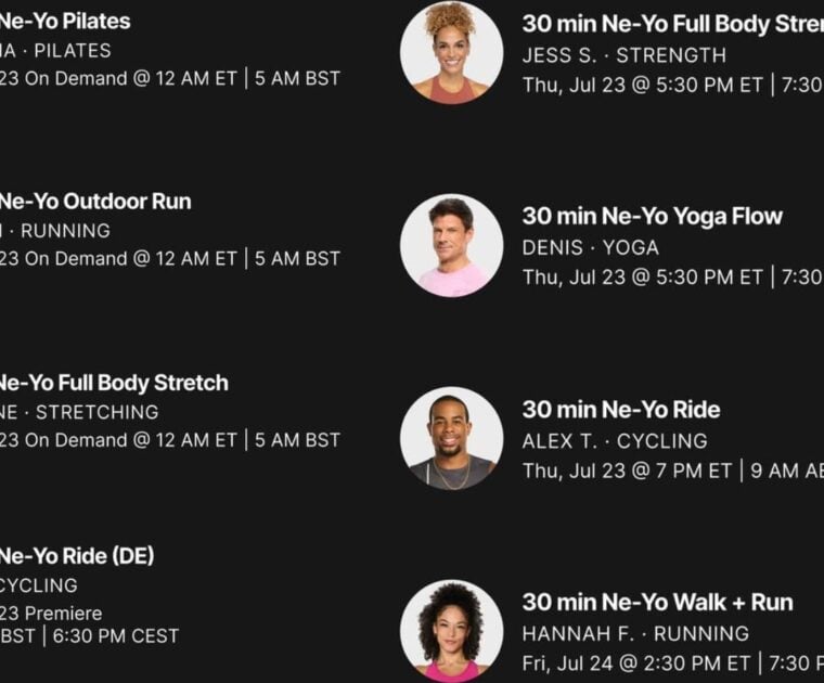Peloton's Ne-Yo artist series classes