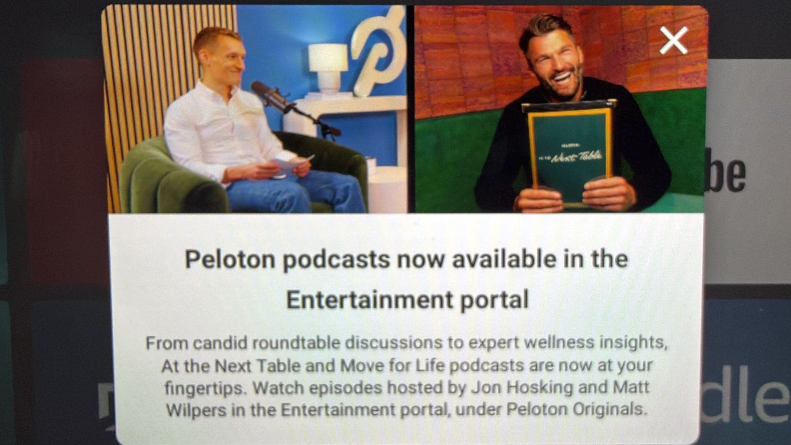 New podcasts in the Peloton Originals section of Peloton Entertainment.