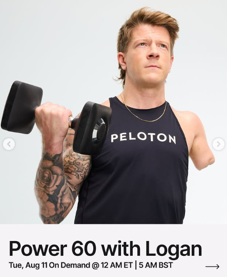 A new Power 60 full body strength with Logan will be on demand this week. Image credit Peloton social media.