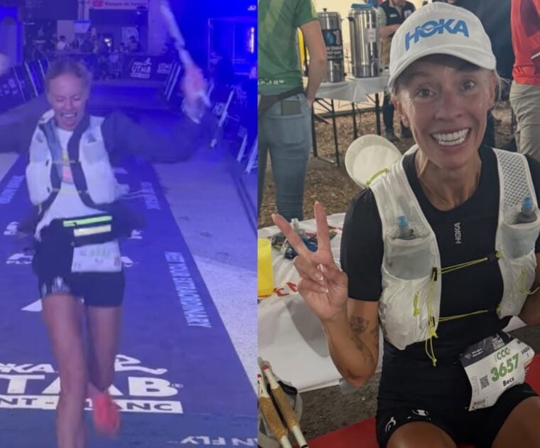 Images of Becs Gentry at the CCC race. Image credit Becs Gentry Instagram.