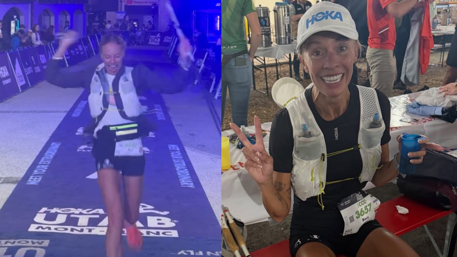 Images of Becs Gentry at the CCC race. Image credit Becs Gentry Instagram.