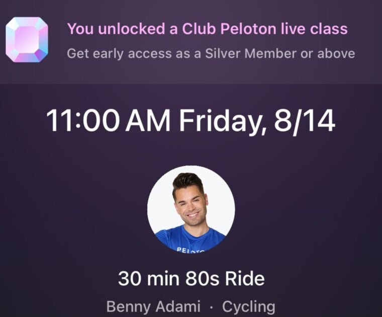 Club Peloton live class with Benny Adami