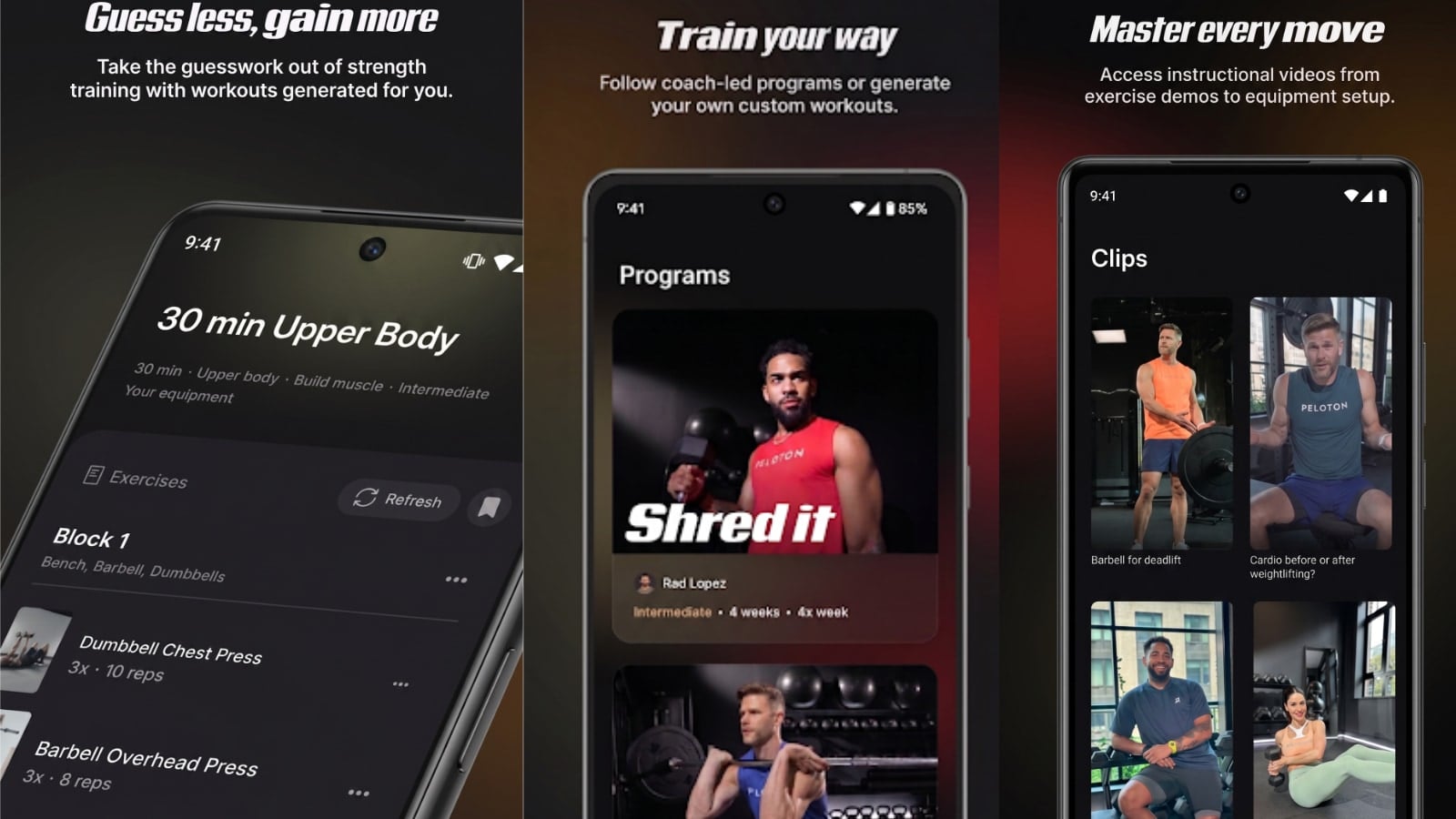 The Peloton Strength+ app for Android