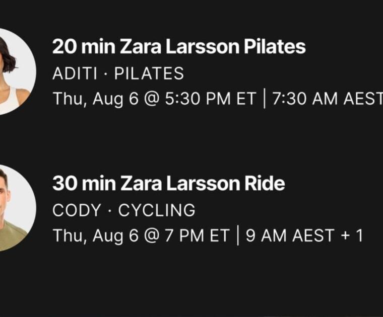 Zara Larsson Peloton artist series classes.