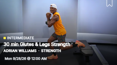 Adrian's latest 30 minute Glutes & Legs Bench strength from September 28, 2026