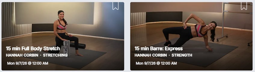 Hannah C. has a new 15 minute Barre and Stretch on demand this week. Image credit Peloton social media.