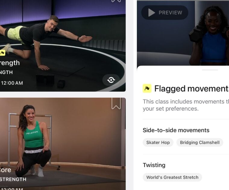 Overview of the new flagged movements in Peloton classes