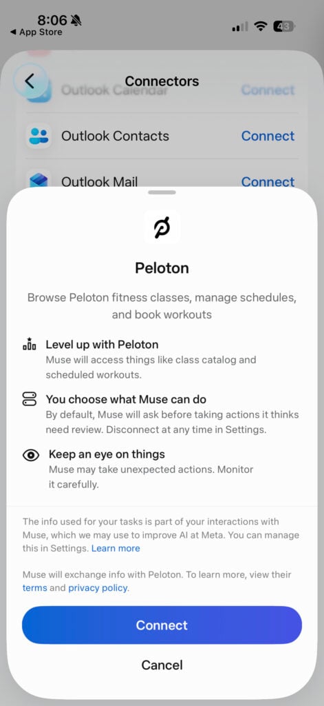 The Peloton connector in Muse can browse classes, manage schedules, and schedule classes.