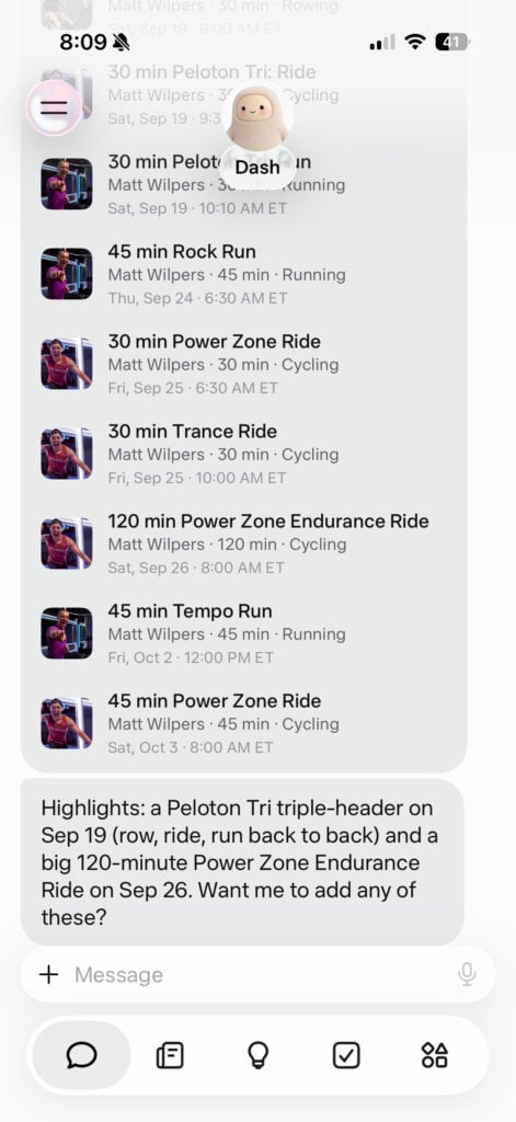Muse found 14 upcoming Matt Wilpers classes extending beyond the two weeks visible in the Peloton app.