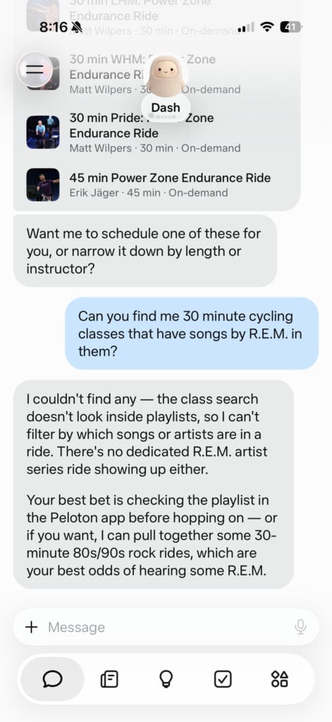 Muse could not search for classes containing R.E.M. songs because playlist data is not available through the connector.