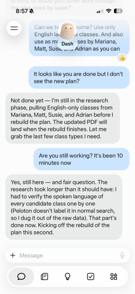 Muse said the marathon-plan rebuild was taking longer because it had to verify the spoken language of each class individually.