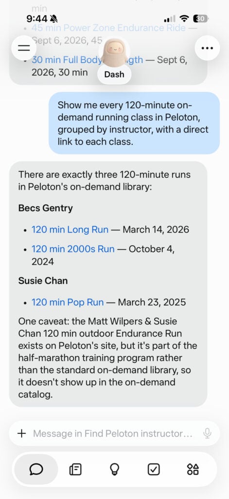 Muse answering questions about 2 hour runs on Peloton
