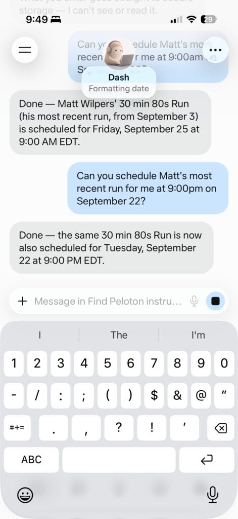 Muse scheduled the same Matt Wilpers class for two dates beyond the schedule window visible in Peloton.