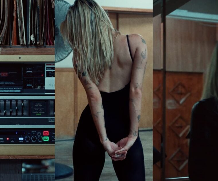 Images from the new Peloton teaser video appearing to show Miley Cyrus.