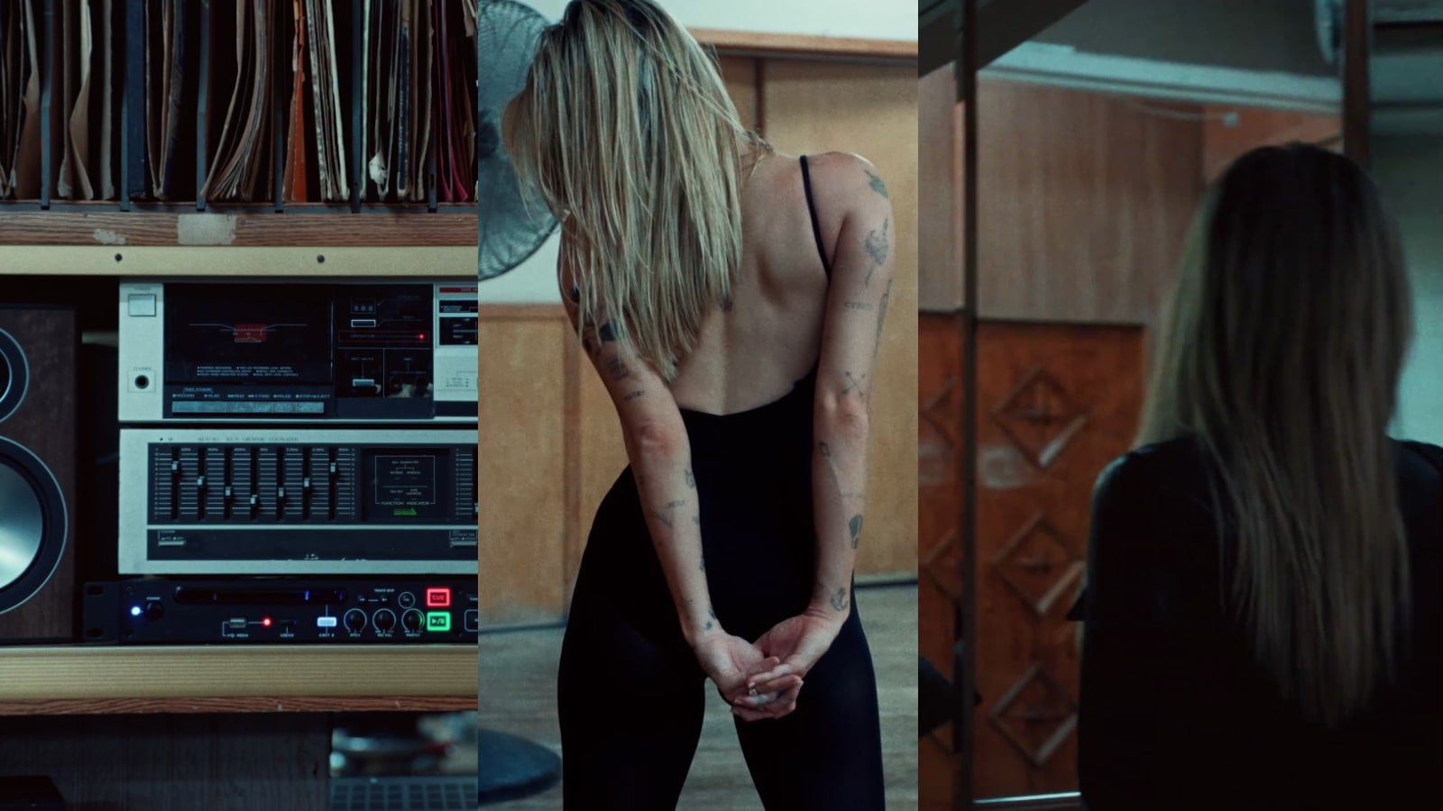 Images from the new Peloton teaser video appearing to show Miley Cyrus.