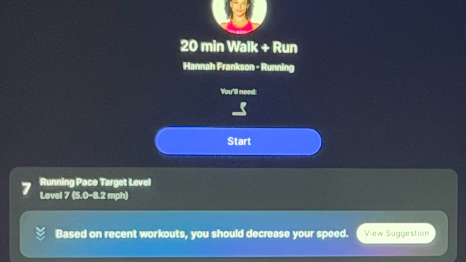 Peloton IQ pace suggestion