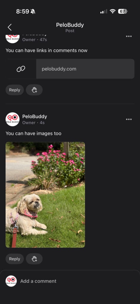 Photos can now appear directly within comments on Team posts.