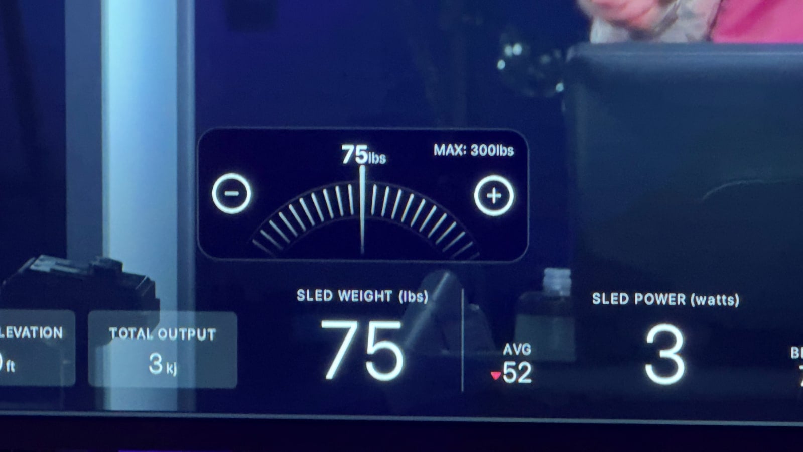 Sled mode set to 75 pounds of resistance