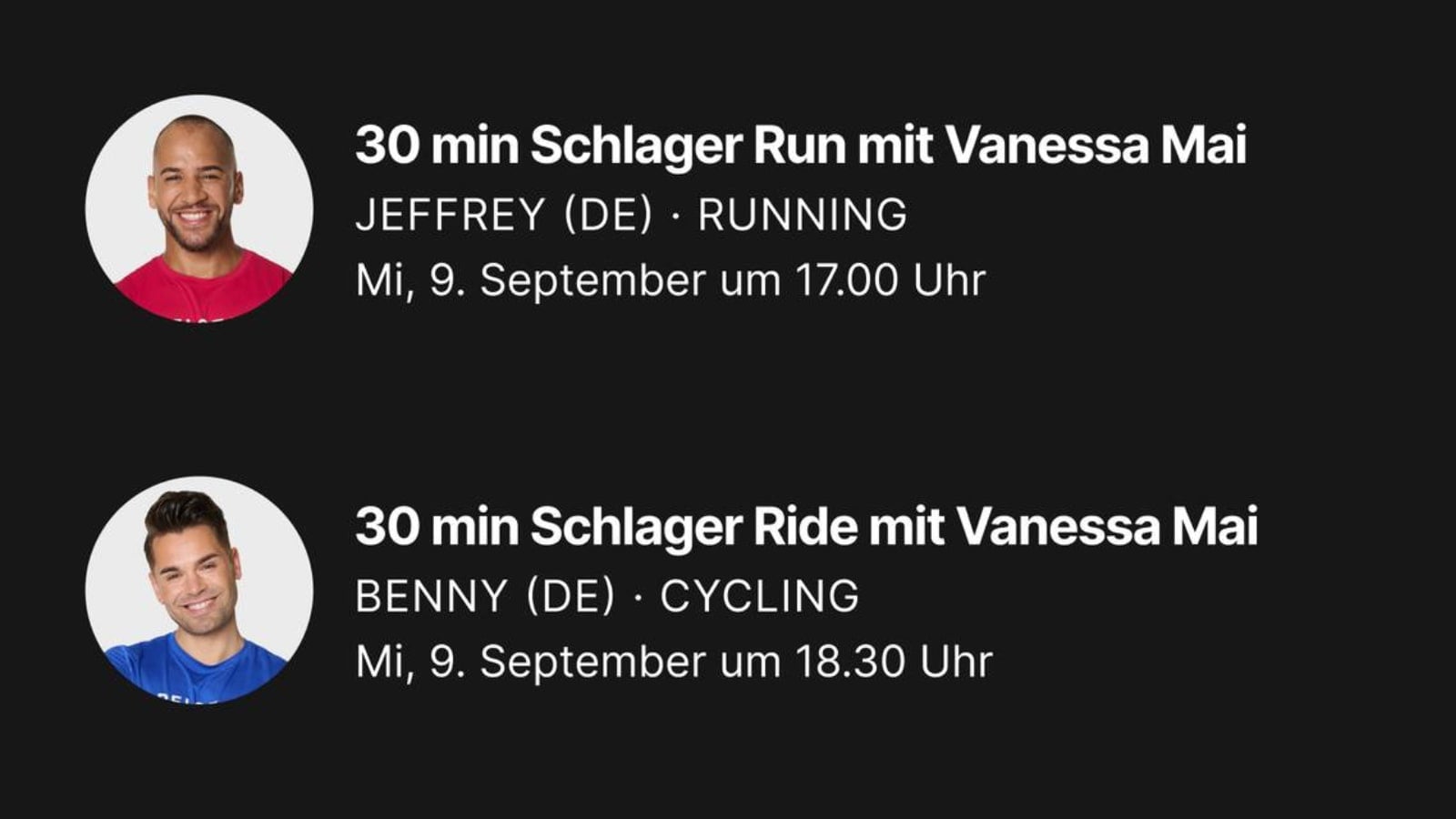 List of Peloton Vanessa Mai classes